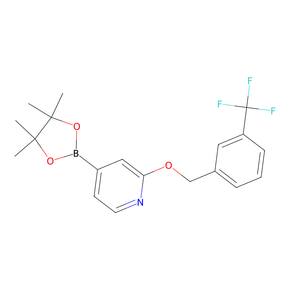 4-(4,4,5,5-Tetramethyl-1,3,2-dioxaborolan-2-yl)-2-((3-(trifluoromethyl)benzyl)oxy)pyridine molecular structure, CAS 1346708-10-8