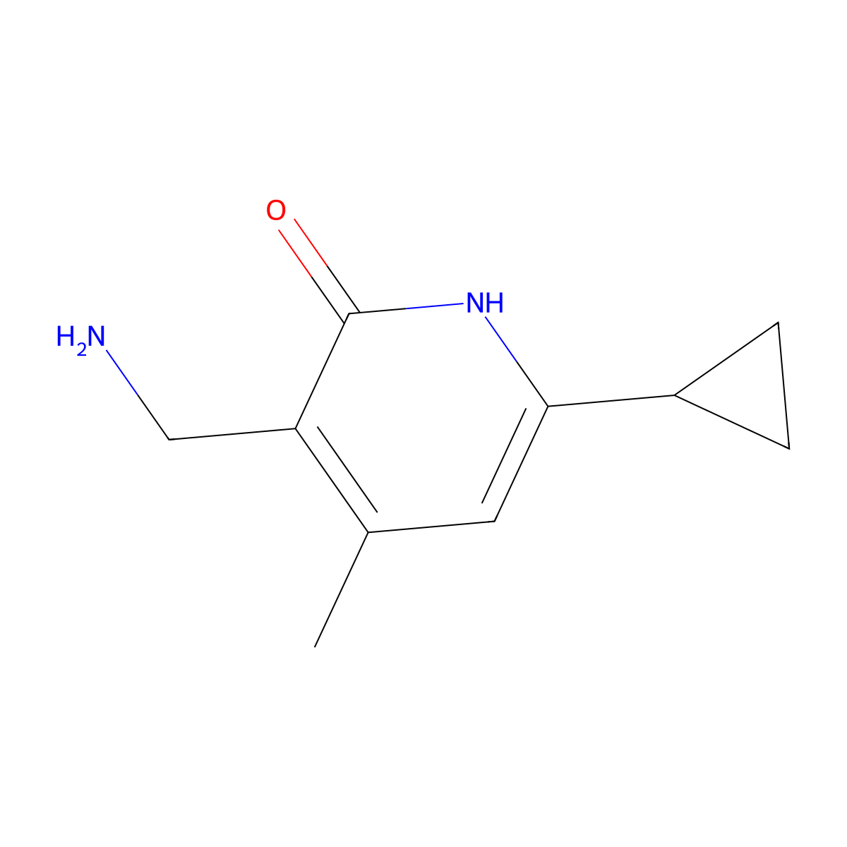 3-(Aminomethyl)-6-cyclopropyl-4-methyl-1,2-dihydropyridin-2-one molecular structure, CAS 1346746-29-9