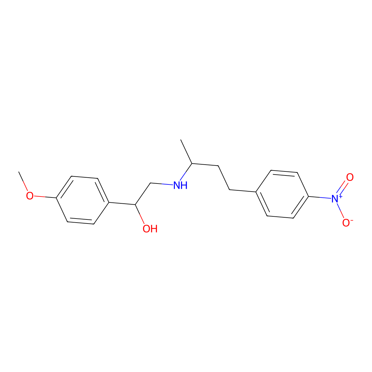 1-(4-Methoxyphenyl)-2-((4-(4-nitrophenyl)butan-2-yl)amino)ethanol molecular structure, CAS 1346746-81-3