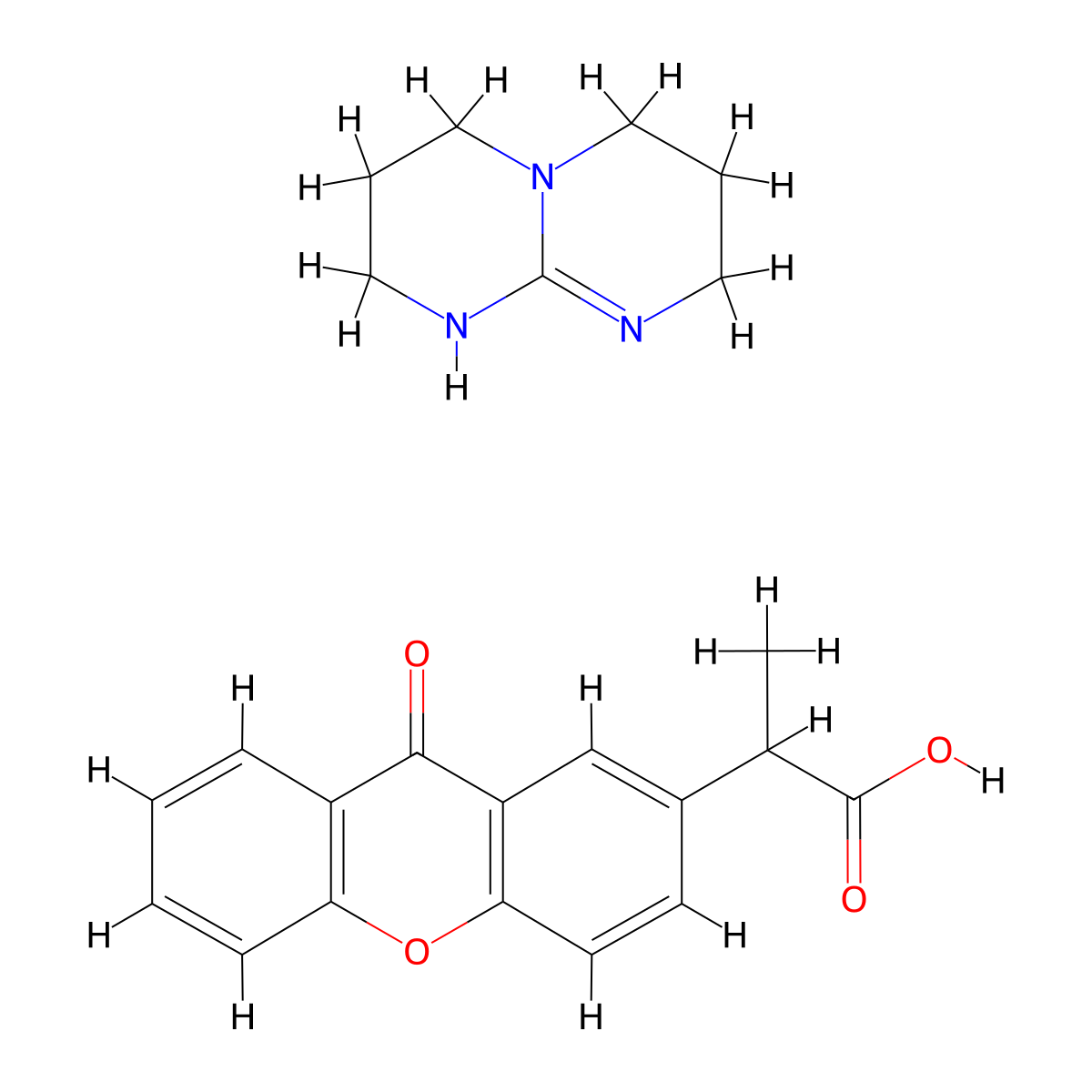 2-(9-oxoxanthen-2-yl)propionic acid 1,5,7-triazabicyclo(4.4.0)dec-5-ene salt molecular structure, CAS 1346753-09-0