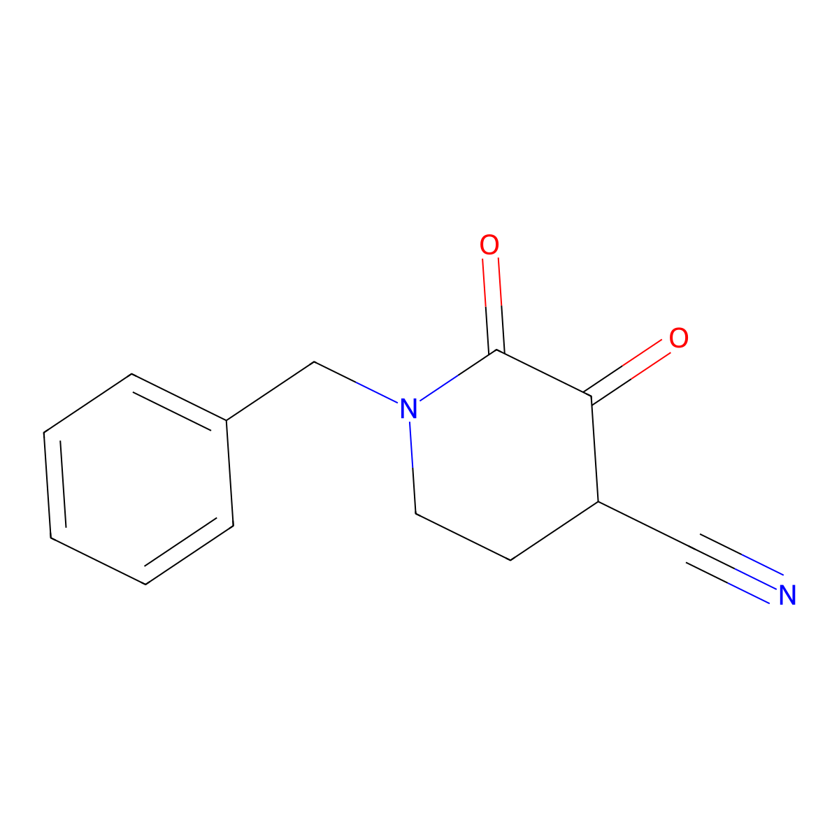 1-Benzyl-2,3-dioxopiperidine-4-carbonitrile molecular structure, CAS 1346756-57-7