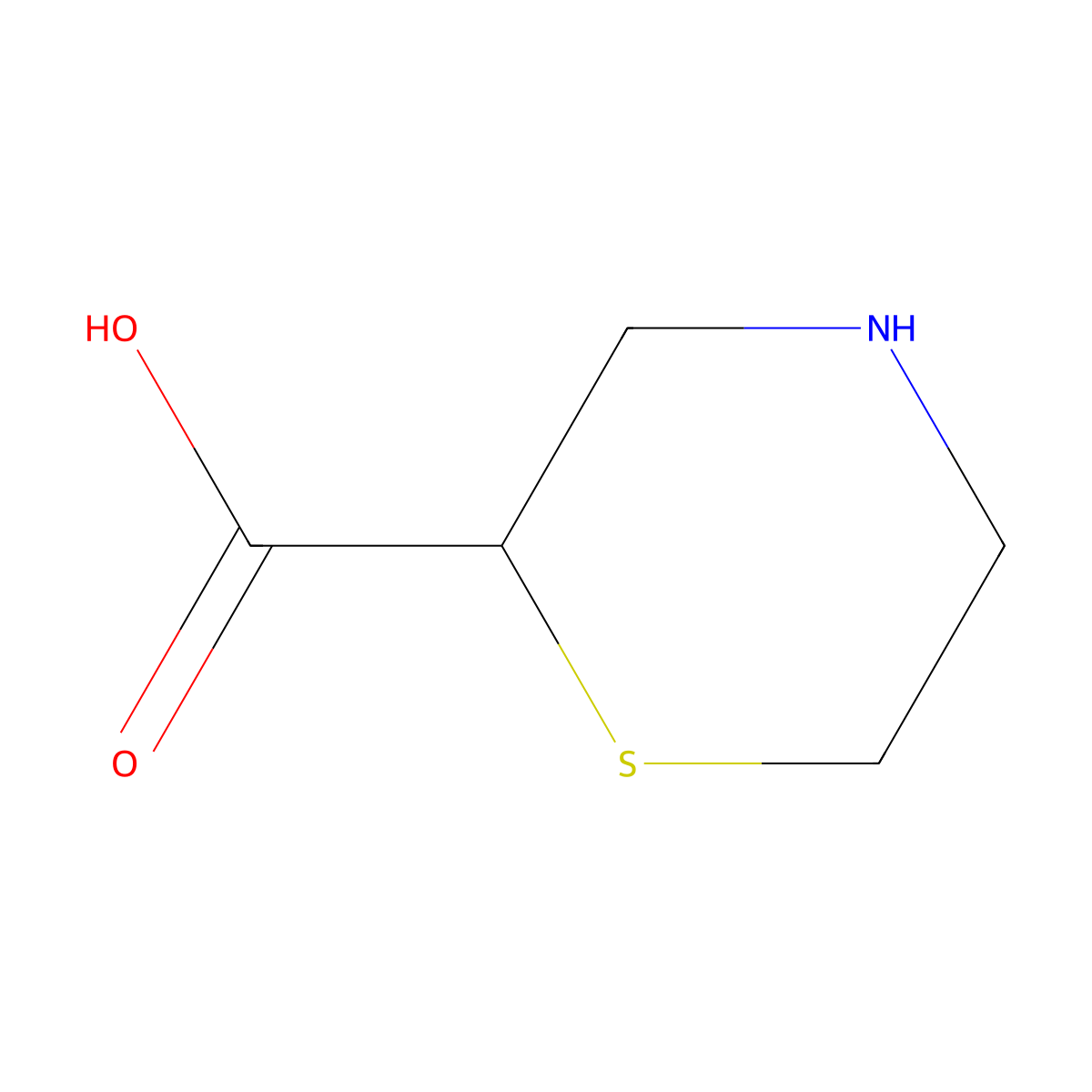 Thiomorpholine-2-carboxylic acid molecular structure, CAS 134676-16-7