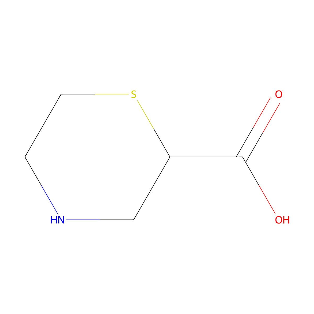Thiomorpholine-2-carboxylic acid molecular structure, CAS 134676-16-7