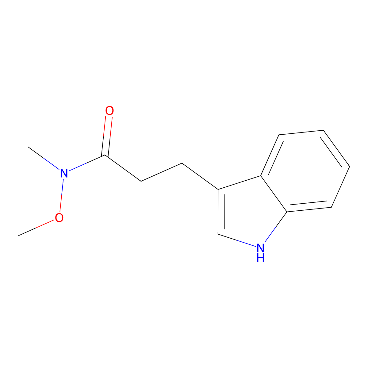 3-(1H-indol-3-yl)-N-methoxy-N-methylpropanamide molecular structure, CAS 134676-35-0