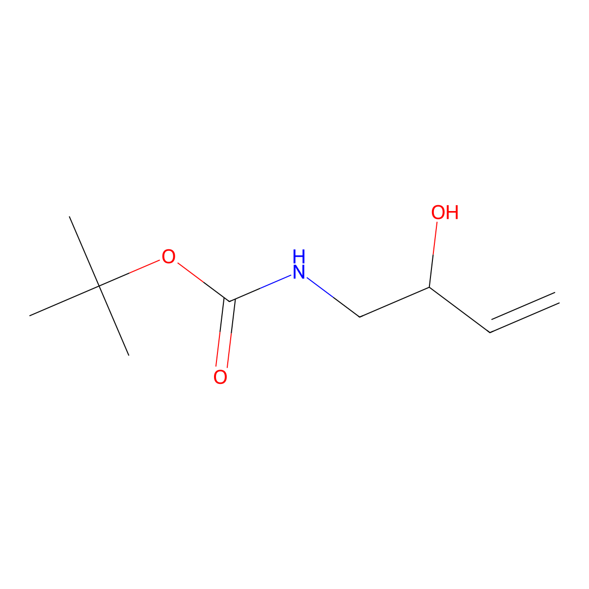 tert-butyl N-(2-hydroxybut-3-en-1-yl)carbamate molecular structure, CAS 134676-36-1