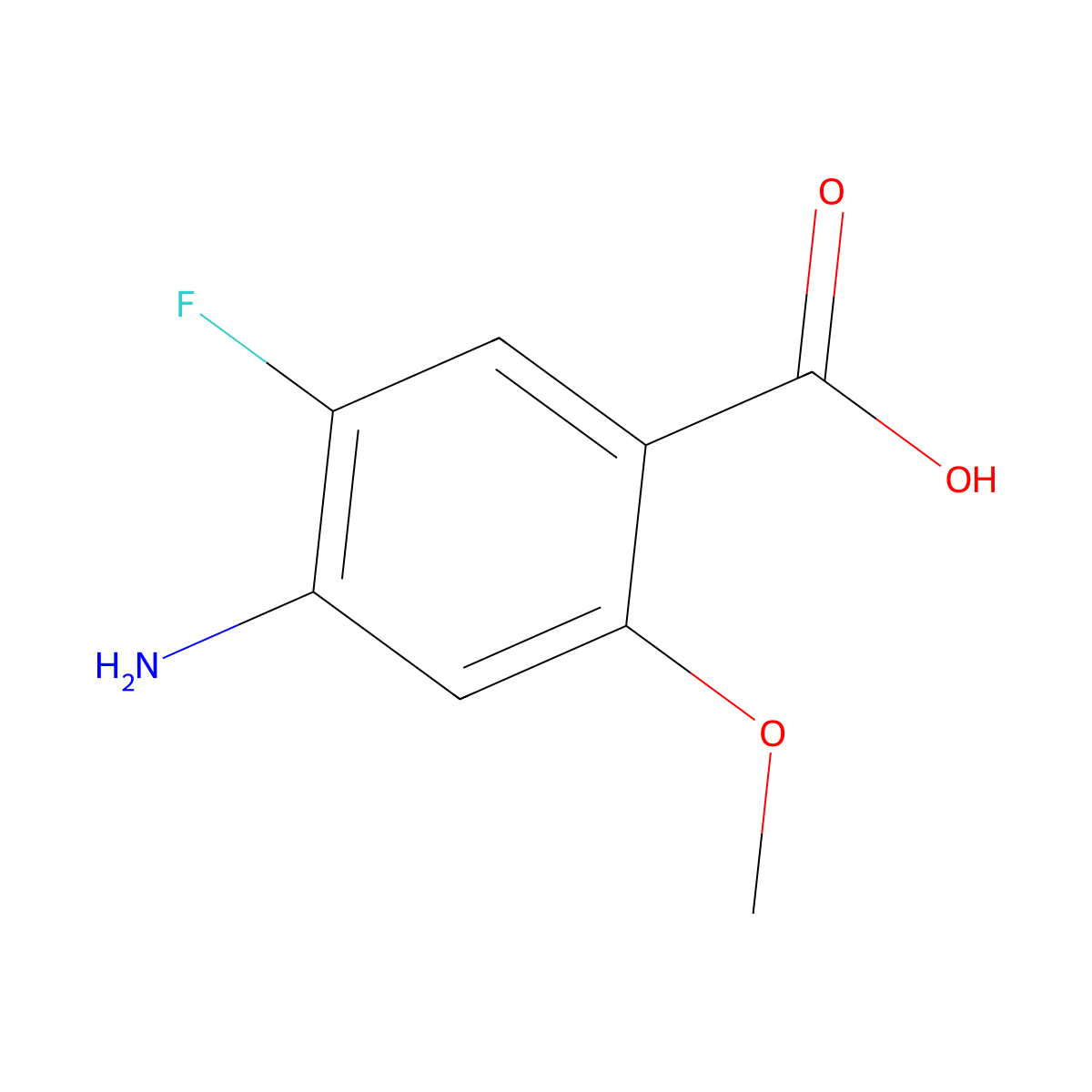 4-Amino-5-fluoro-2-methoxybenzoic acid molecular structure, CAS 1346763-78-7