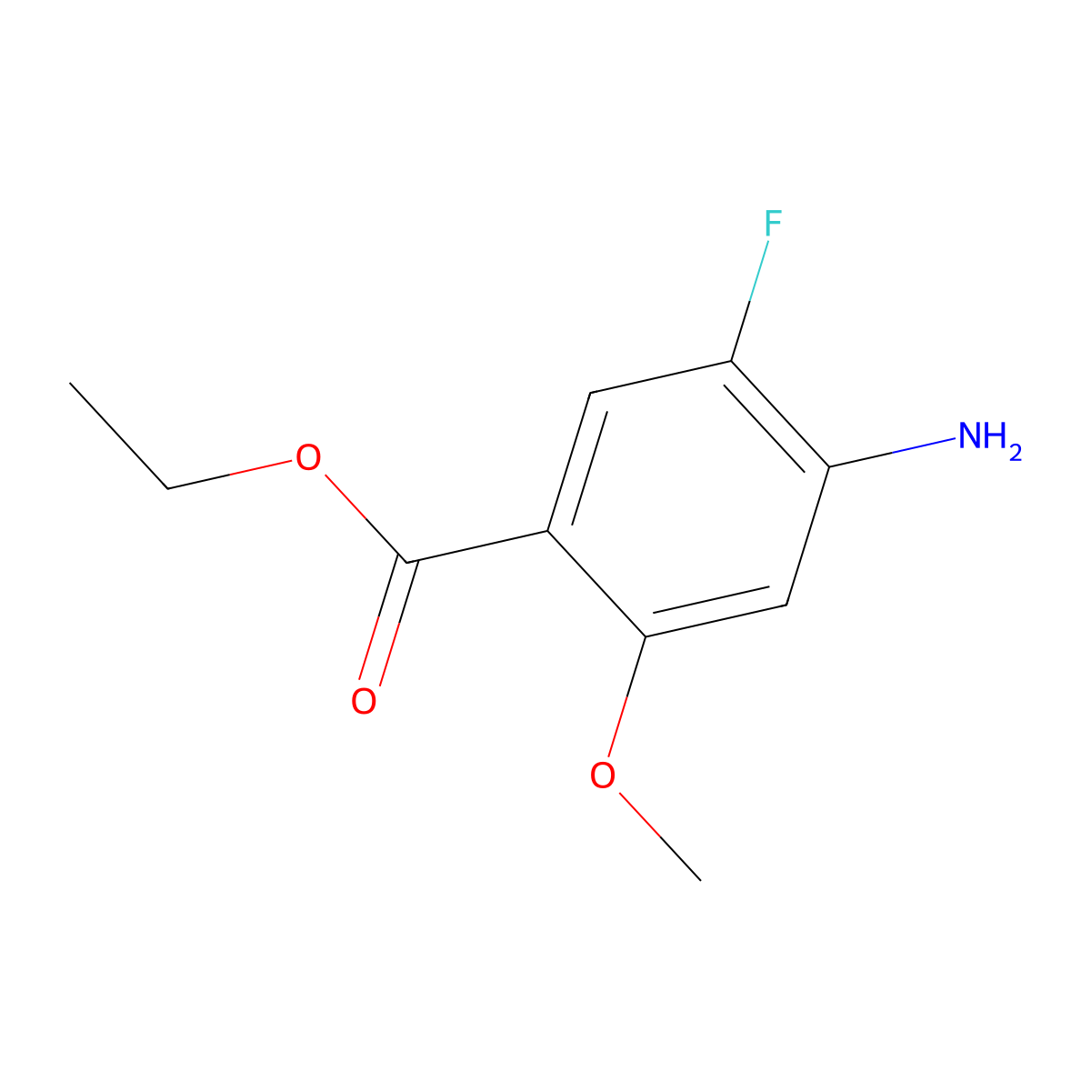 Ethyl 4-amino-5-fluoro-2-methoxybenzoate molecular structure, CAS 1346763-80-1