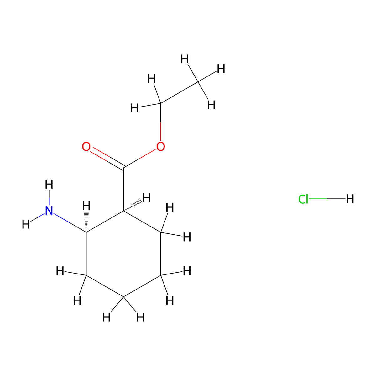 (1S,2R)-ethyl 2-aminocyclohexanecarboxylate hydrochloride molecular structure, CAS 1346773-57-6