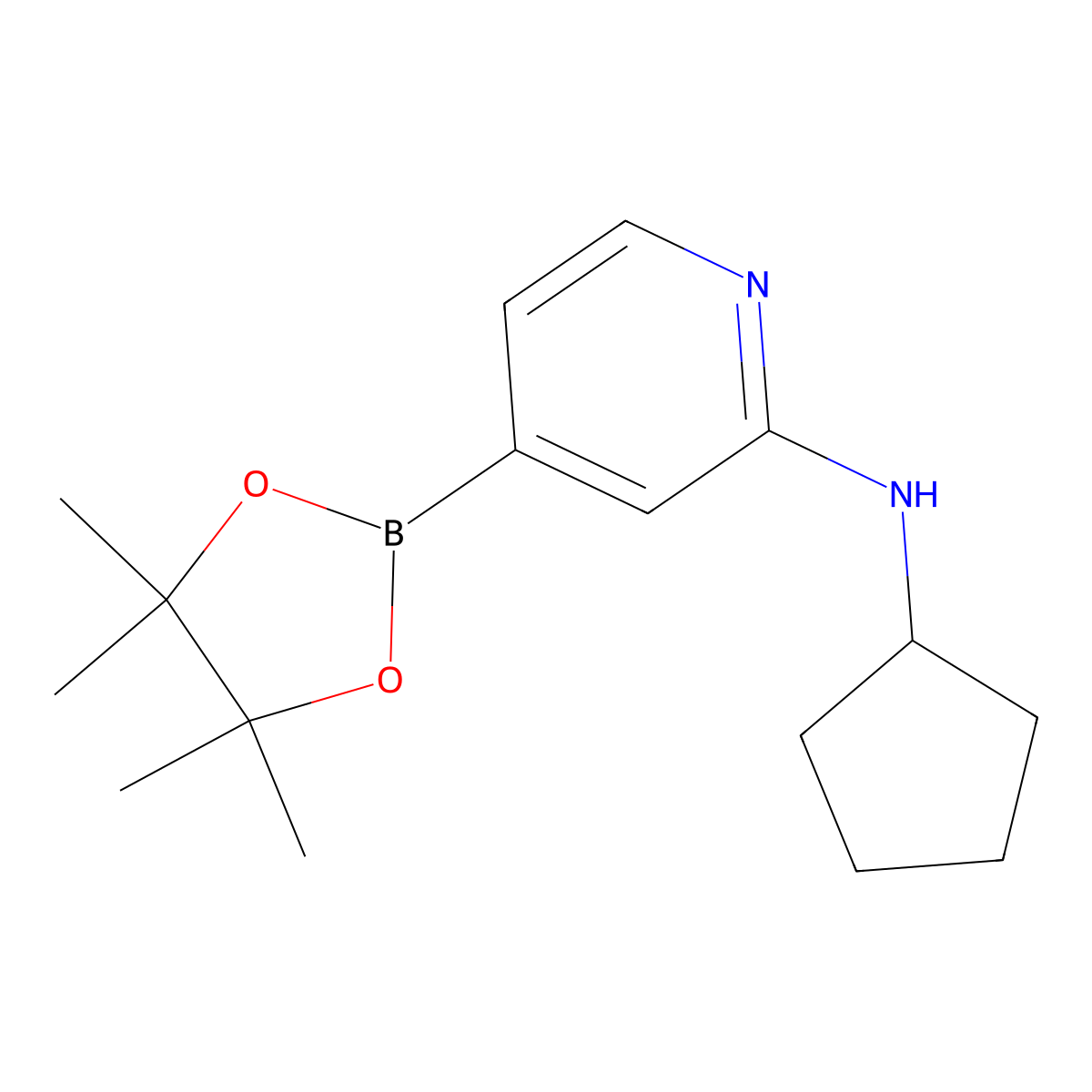 N-Cyclopentyl-4-(4,4,5,5-tetramethyl-1,3,2-dioxaborolan-2-YL)pyridin-2-amine molecular structure, CAS 1346808-54-5