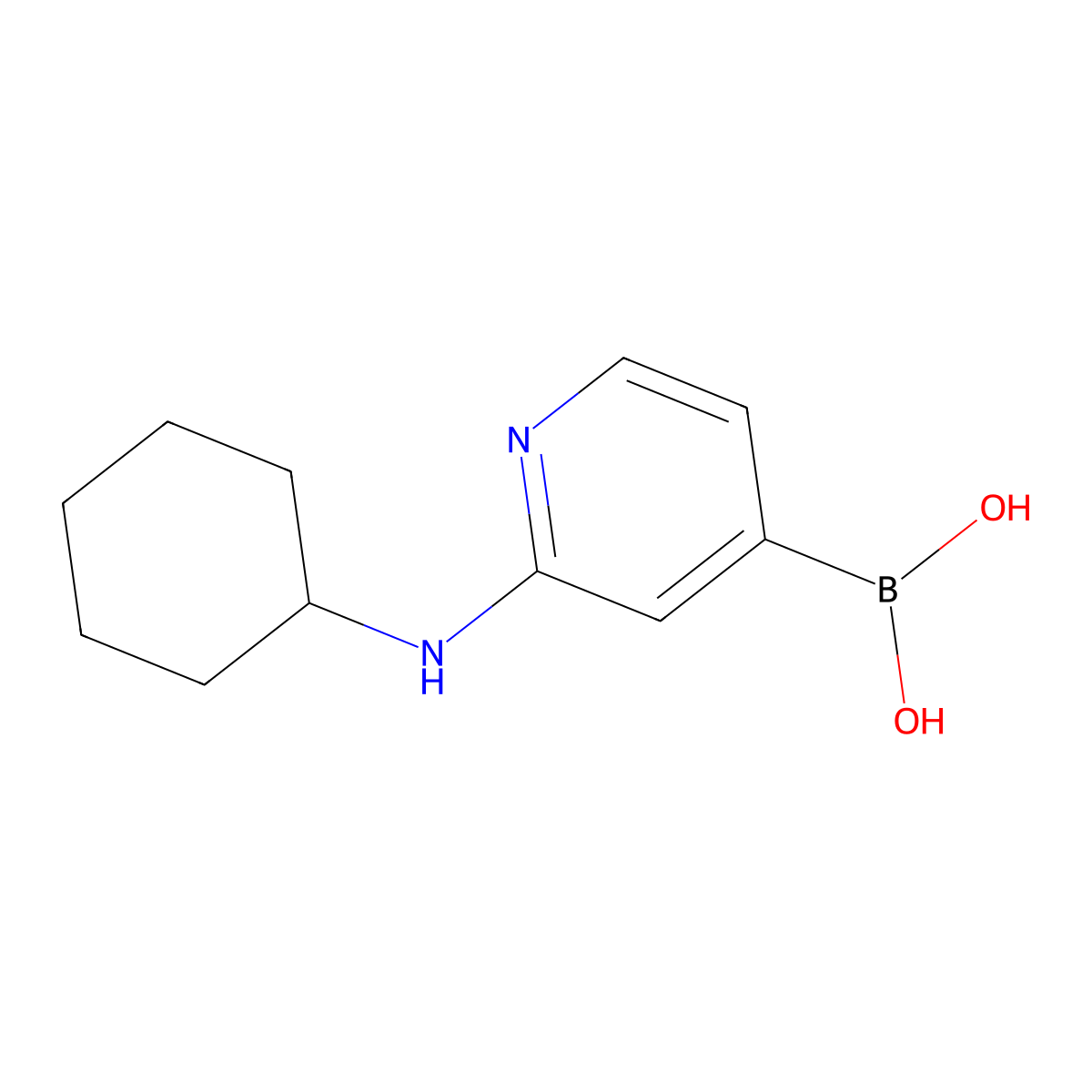 Boronic acid, B-[2-(cyclohexylamino)-4-pyridinyl]- molecular structure, CAS 1346808-56-7