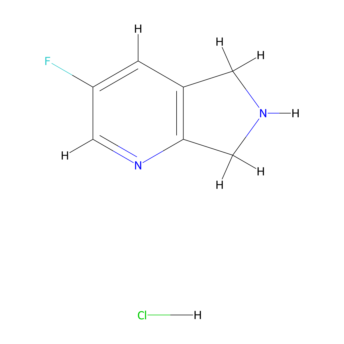 3-fluoro-6,7-dihydro-5H-pyrrolo[3,4-b]pyridine hydrochloride molecular structure, CAS 1346808-65-8