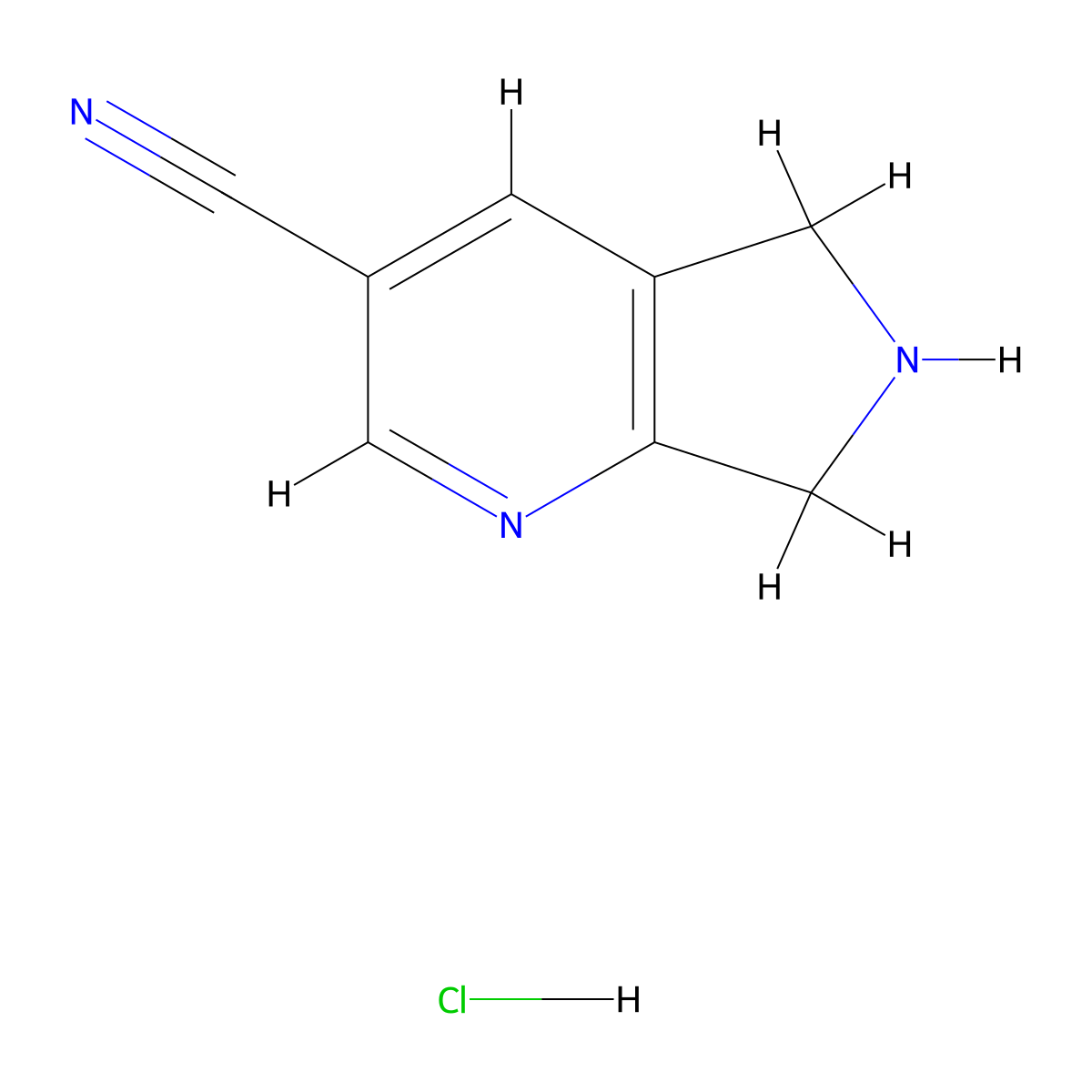5H,6H,7H-Pyrrolo[3,4-B]pyridine-3-carbonitrile hydrochloride molecular structure, CAS 1346808-69-2