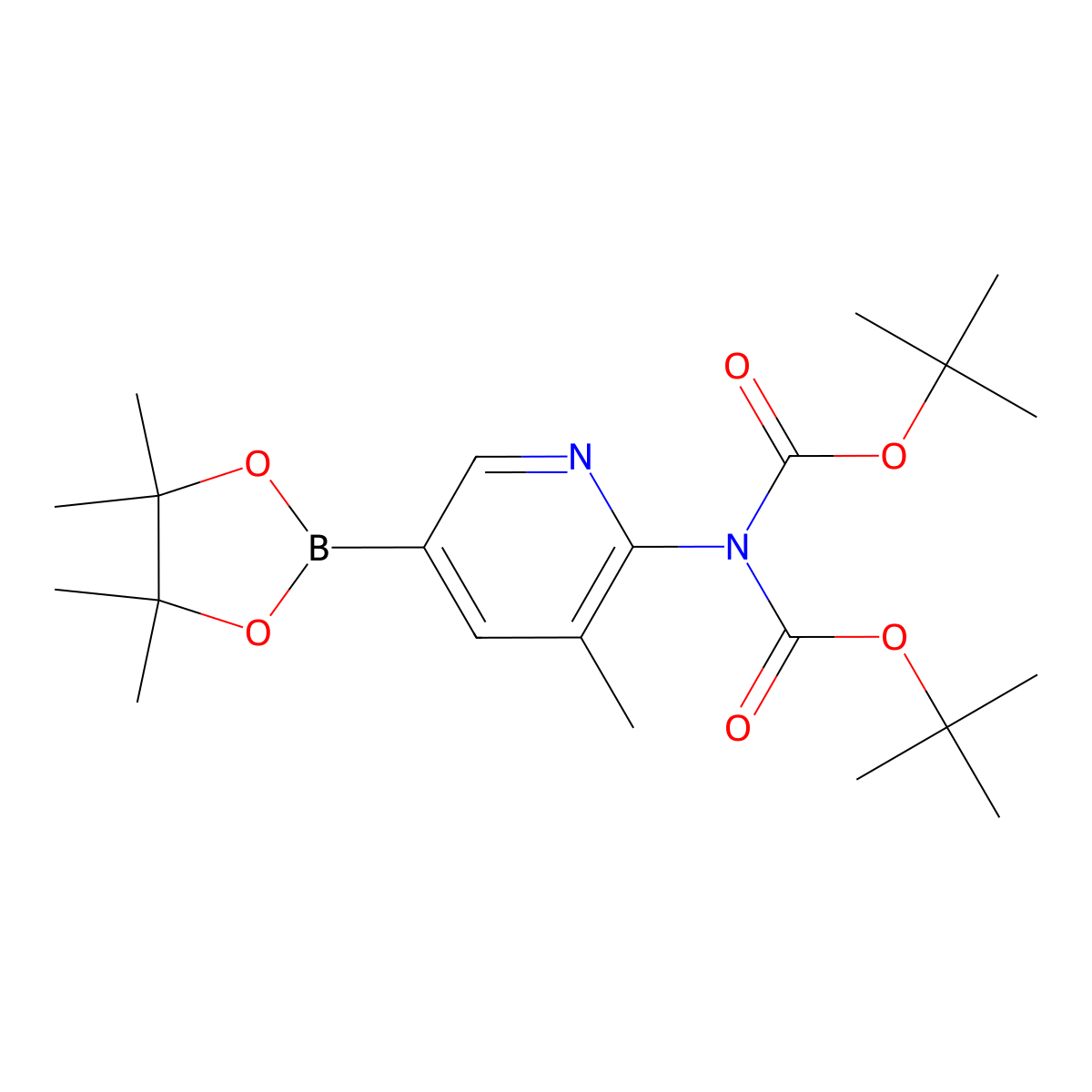 tert-butyl N-[(2-methylpropan-2-yl)oxycarbonyl]-N-[3-methyl-5-(4,4,5,5-tetramethyl-1,3,2-dioxaborolan-2-yl)pyridin-2-yl]carbamate molecular structure, CAS 1346808-71-6