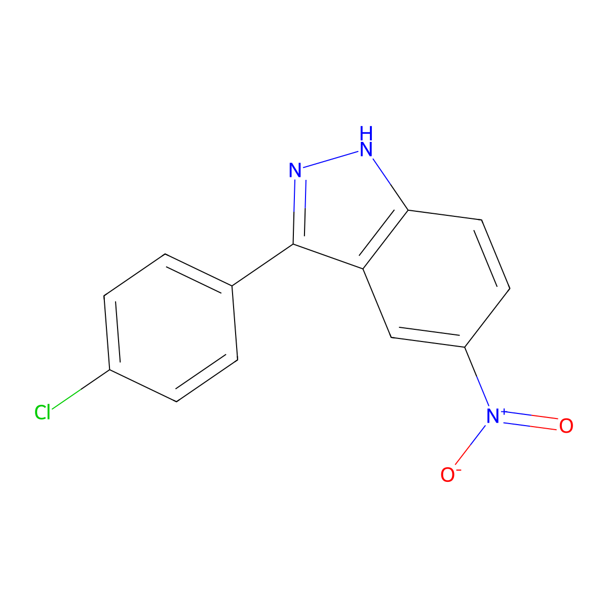 3-(4-chlorophenyl)-5-nitro-1H-indazole molecular structure, CAS 1346808-74-9