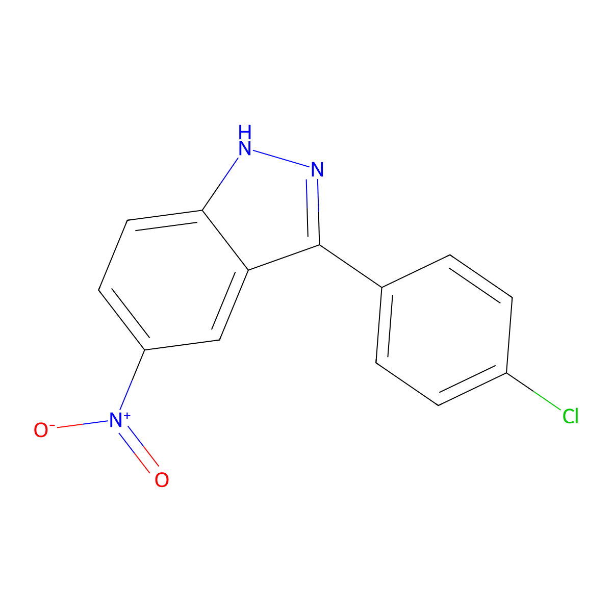 3-(4-chlorophenyl)-5-nitro-1H-indazole molecular structure, CAS 1346808-74-9