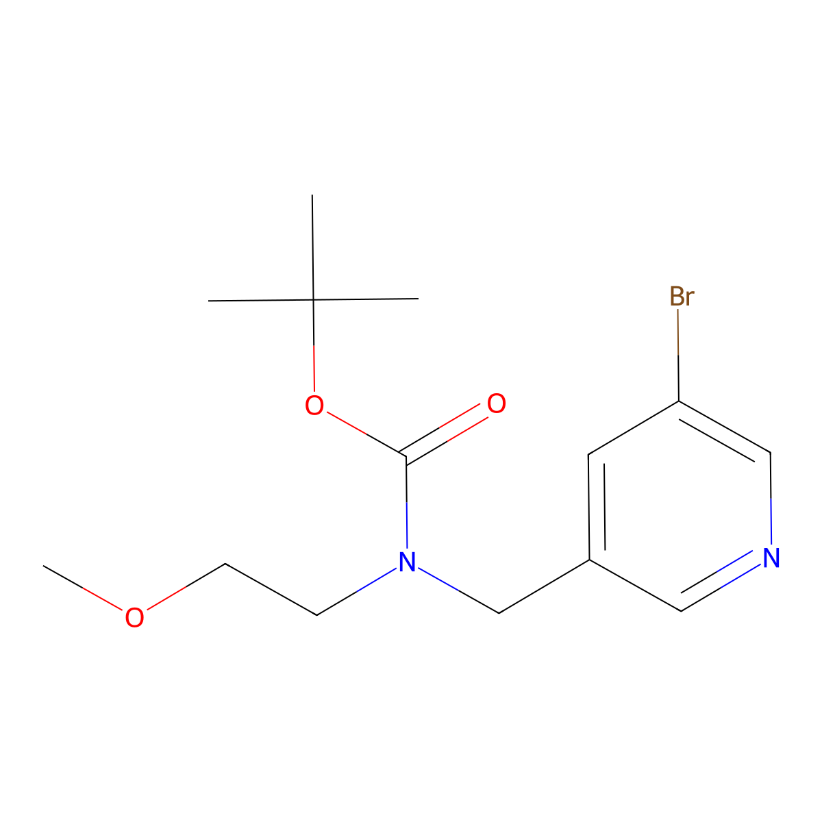 tert-Butyl ((5-bromopyridin-3-yl)methyl)(2-methoxyethyl)carbamate molecular structure, CAS 1346809-09-3
