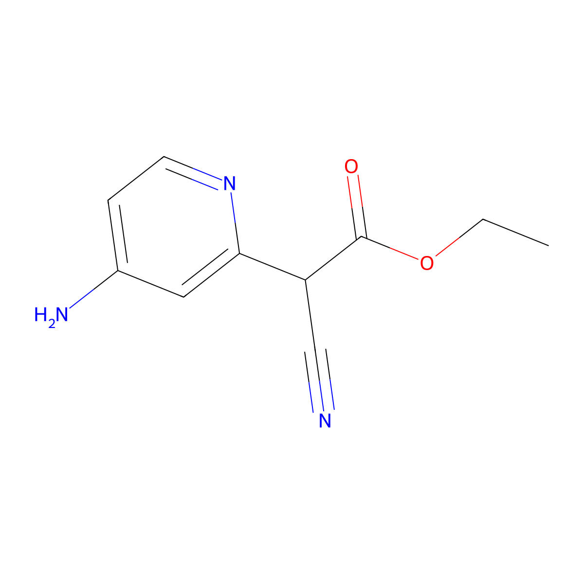 Ethyl 2-(4-aminopyridin-2-yl)-2-cyanoacetate molecular structure, CAS 1346809-40-2