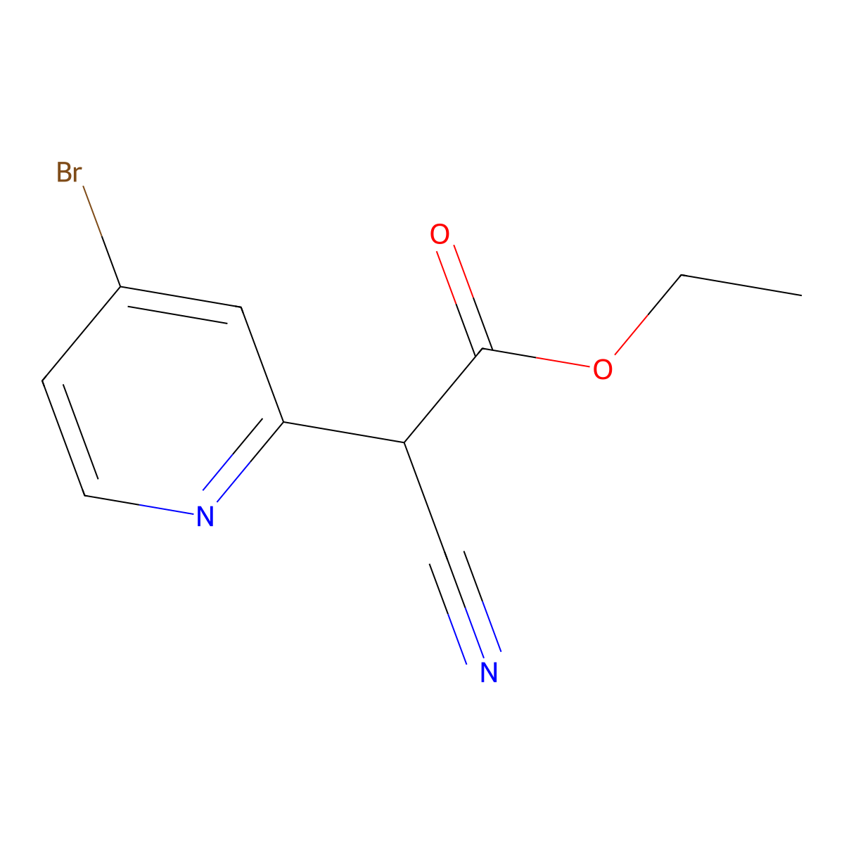 Ethyl 2-(4-bromopyridin-2-yl)-2-cyanoacetate molecular structure, CAS 1346809-59-3
