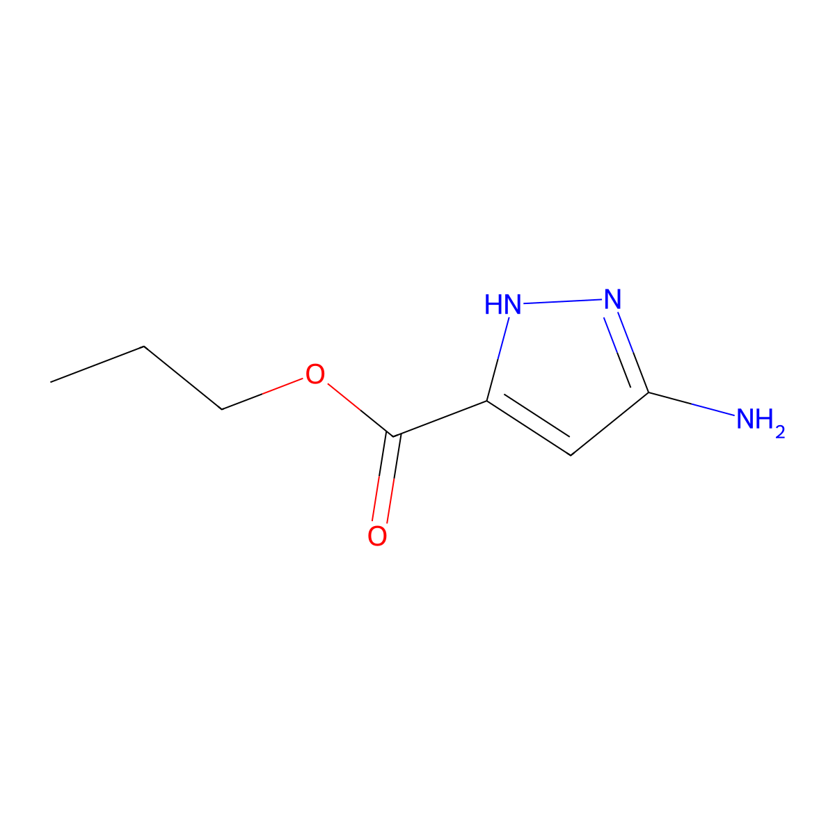 propyl 3-amino-1H-pyrazole-5-carboxylate molecular structure, CAS 1346813-18-0