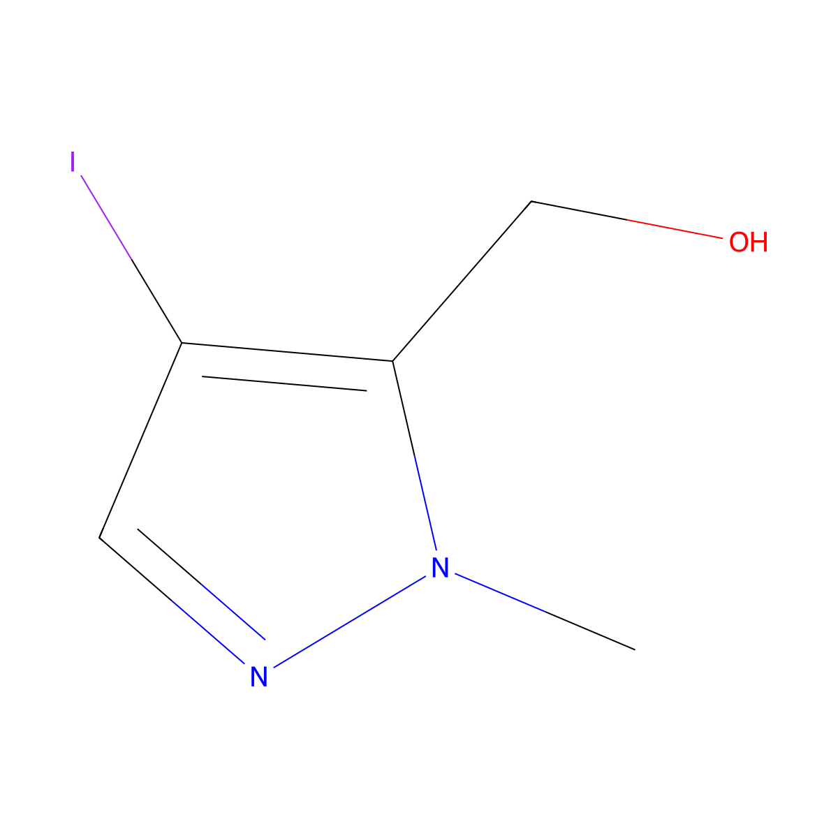 (4-Iodo-1-methyl-1H-pyrazol-5-yl)methanol molecular structure, CAS 1346818-68-5