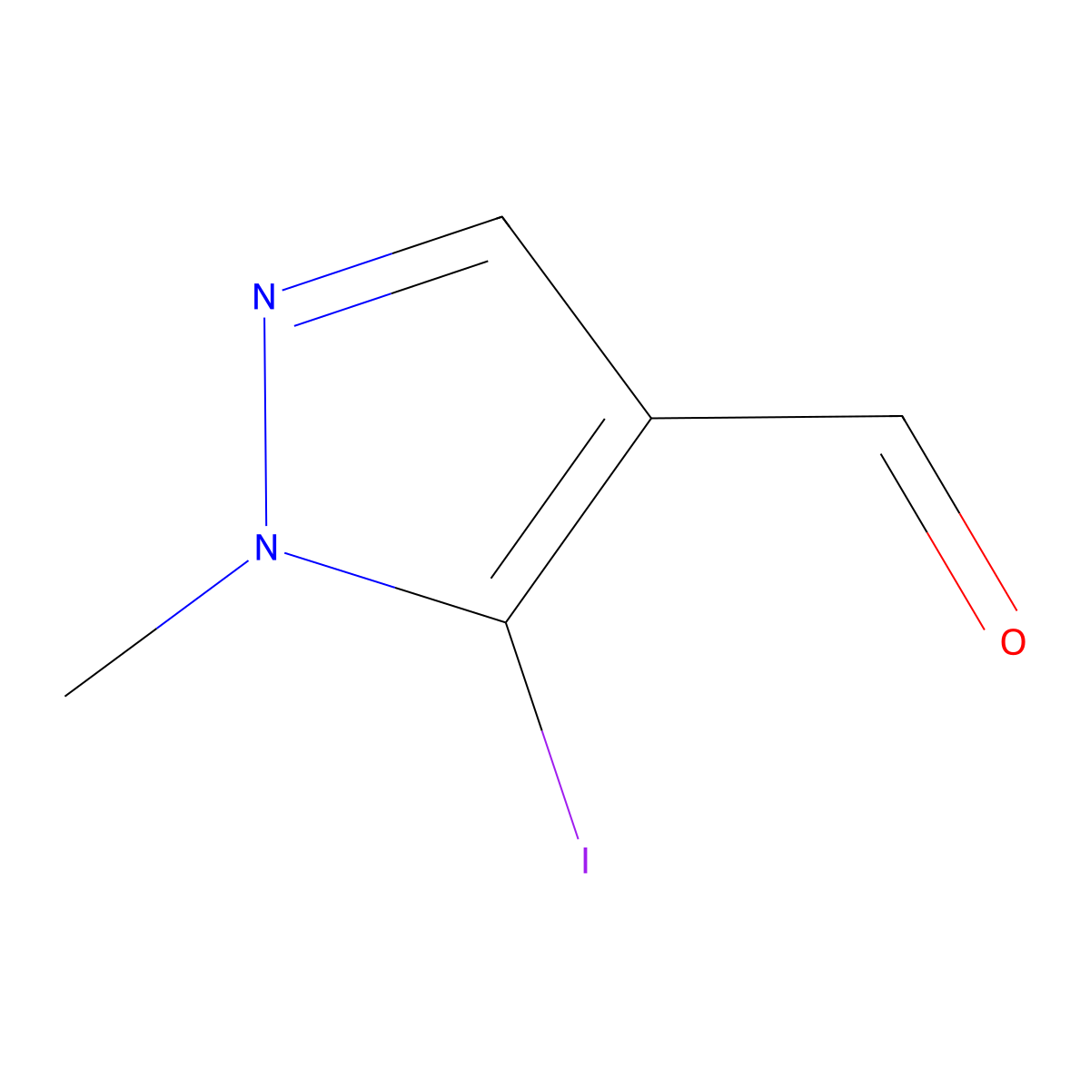 5-Iodo-1-methyl-1H-pyrazole-4-carbaldehyde molecular structure, CAS 1346818-72-1