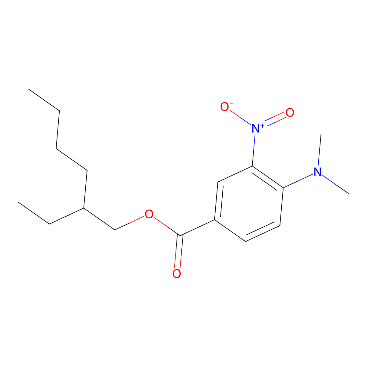 2-Ethylhexyl 4-(dimethylamino)-3-nitrobenzoate molecular structure, CAS 134682-95-4