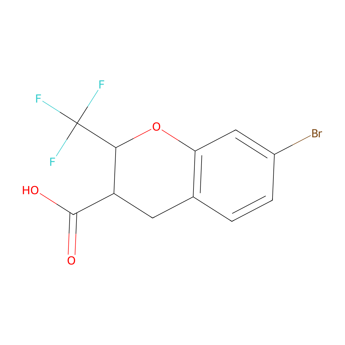 7-Bromo-2-(trifluoromethyl)-3,4-dihydro-2H-1-benzopyran-3-carboxylic acid molecular structure, CAS 1346822-28-3