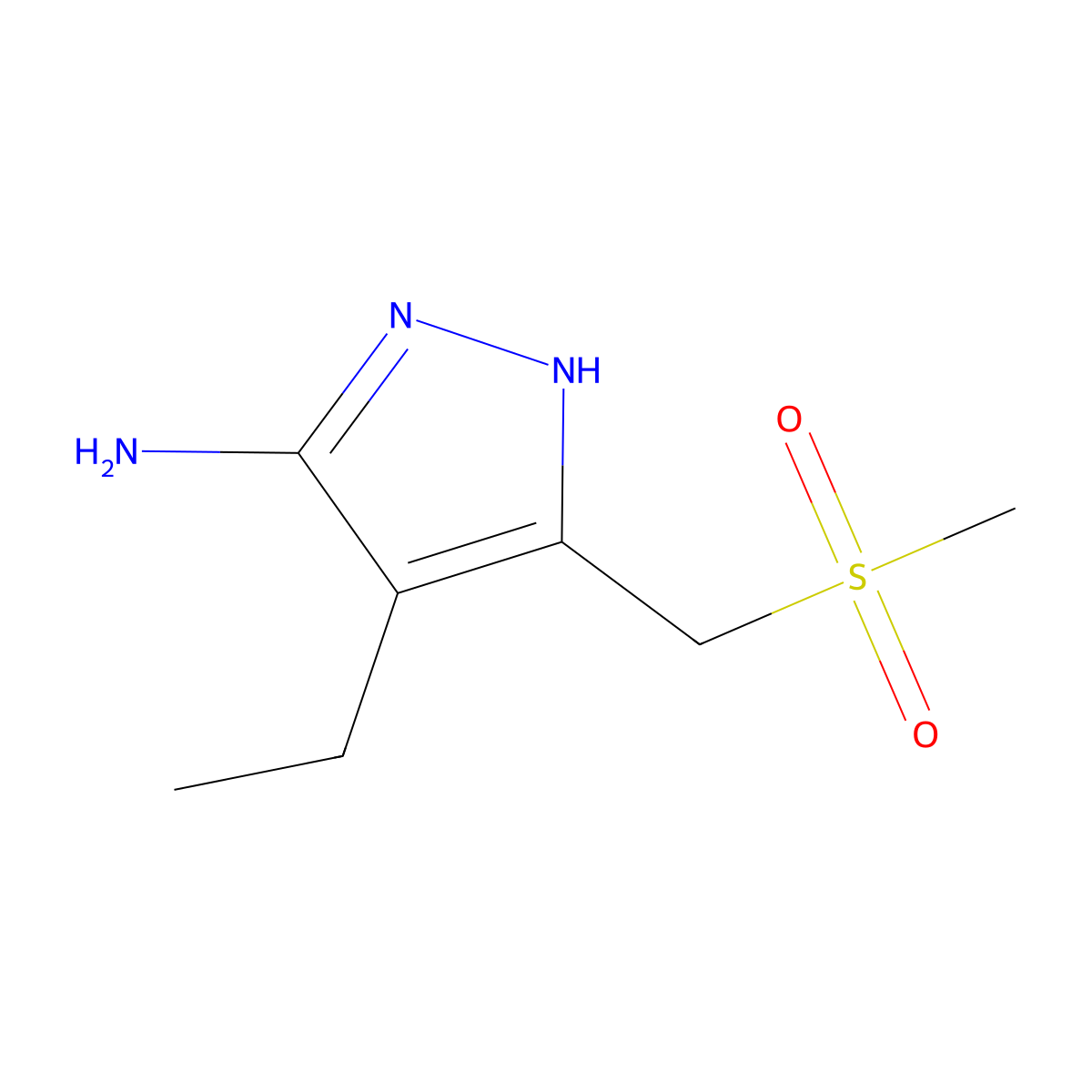 4-ethyl-3-(methanesulfonylmethyl)-1H-pyrazol-5-amine molecular structure, CAS 1346829-88-6