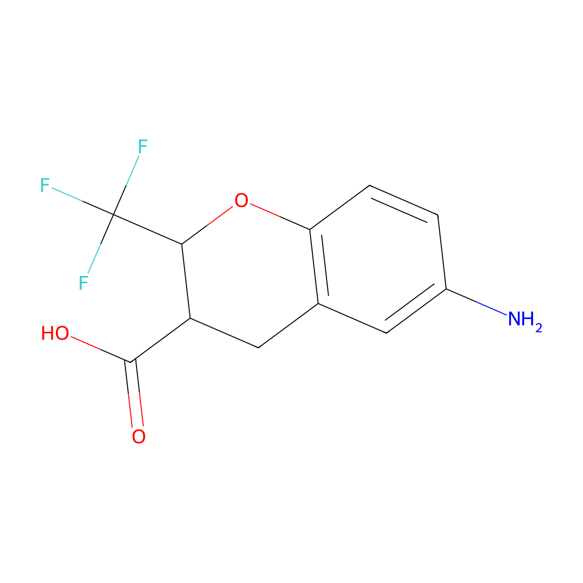 6-Amino-2-(trifluoromethyl)-3,4-dihydro-2H-1-benzopyran-3-carboxylic acid molecular structure, CAS 1346883-75-7