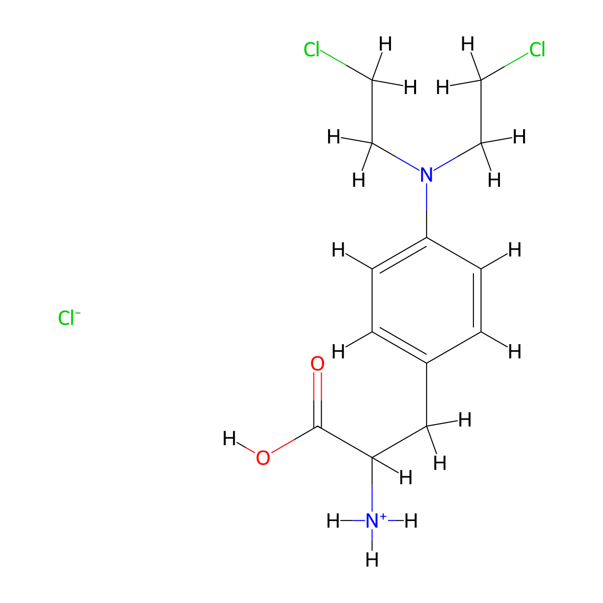 [2-[4-[Bis(2-chloroethyl)amino]phenyl]-1-carboxyethyl]azanium chloride molecular structure, CAS 13469-52-8