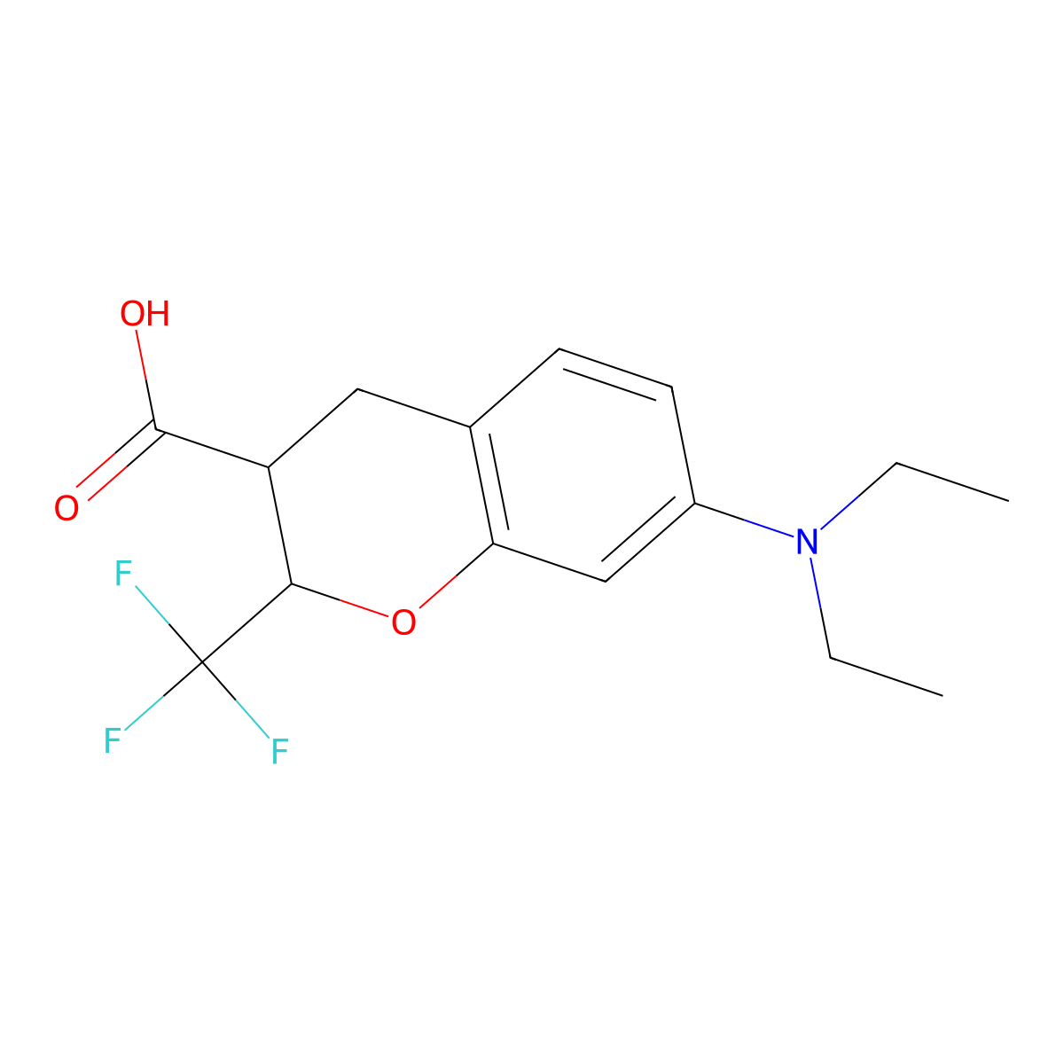 7-(Diethylamino)-2-(trifluoromethyl)-3,4-dihydro-2H-1-benzopyran-3-carboxylic acid molecular structure, CAS 1346902-49-5