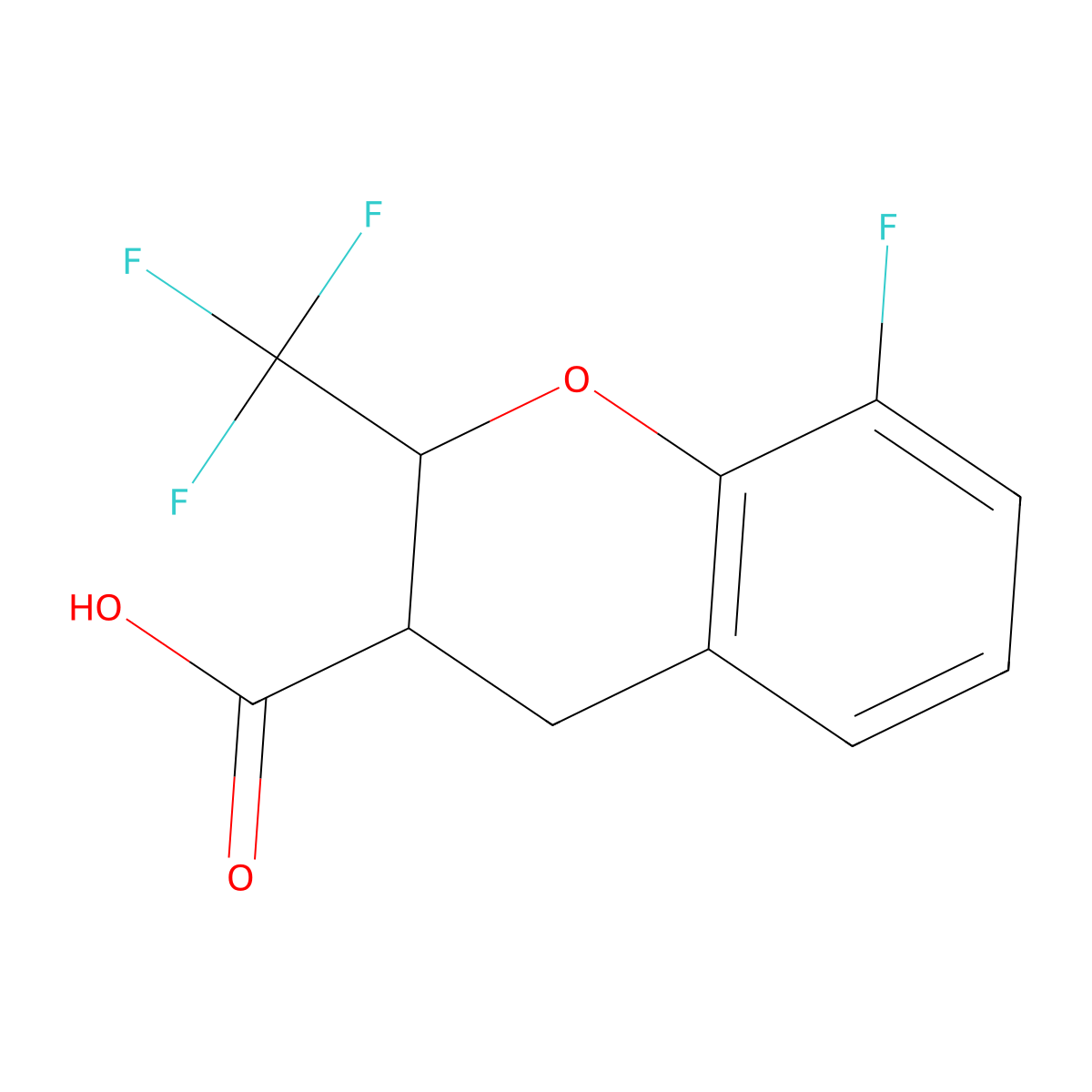 8-Fluoro-2-(trifluoromethyl)-3,4-dihydro-2H-1-benzopyran-3-carboxylic acid molecular structure, CAS 1346933-81-0