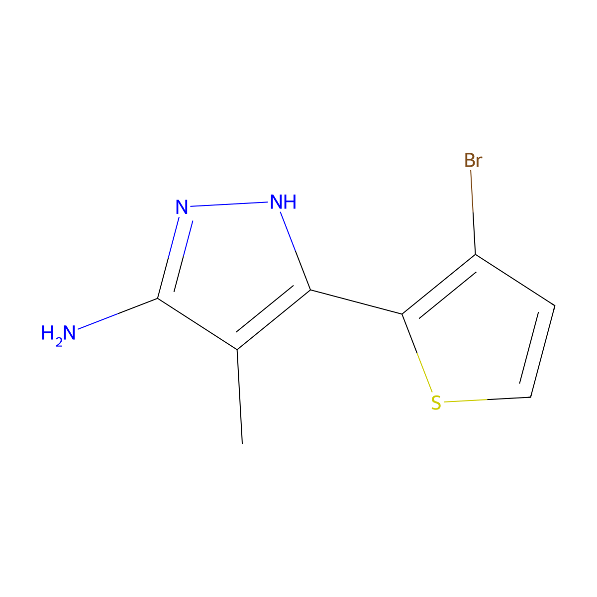 3-(3-Bromothiophen-2-YL)-4-methyl-1H-pyrazol-5-amine molecular structure, CAS 1346943-79-0