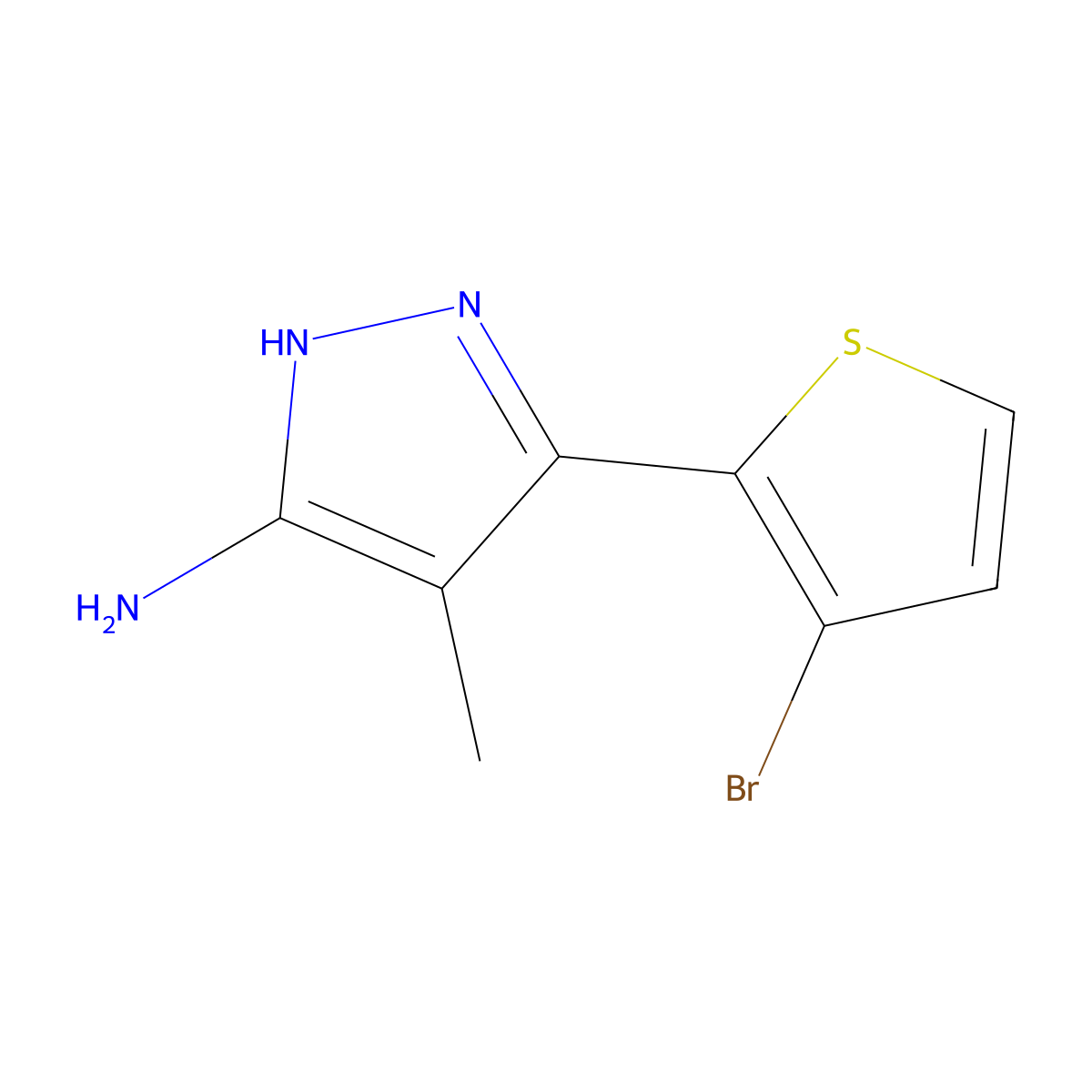 3-(3-Bromothiophen-2-YL)-4-methyl-1H-pyrazol-5-amine molecular structure, CAS 1346943-79-0