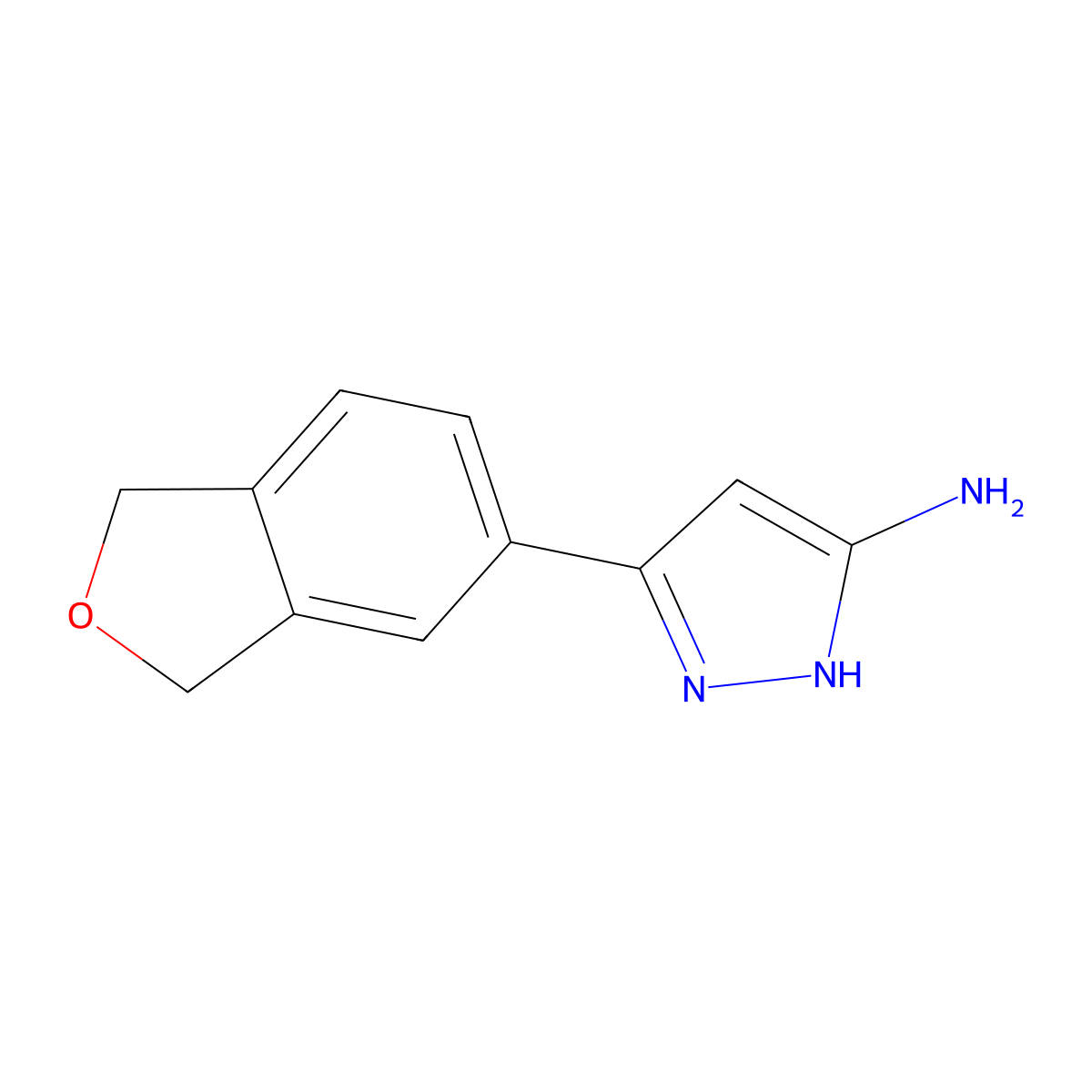 3-(1,3-dihydro-2-benzofuran-5-yl)-1H-pyrazol-5-amine molecular structure, CAS 1346948-08-0