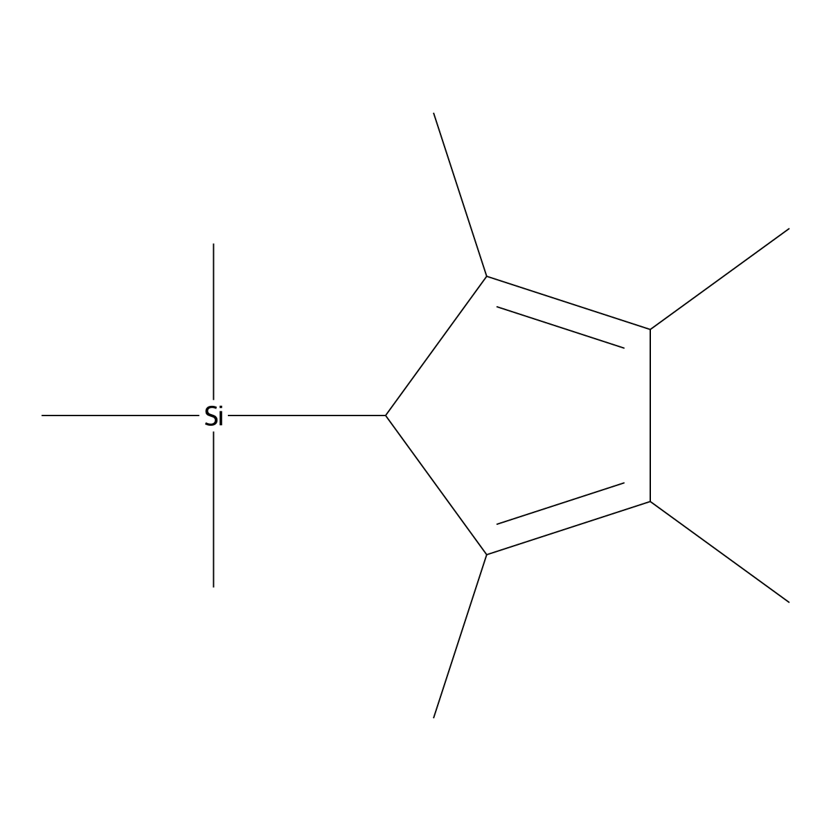 Trimethyl(2,3,4,5-tetramethylcyclopenta-2,4-dien-1-yl)silane molecular structure, CAS 134695-74-2