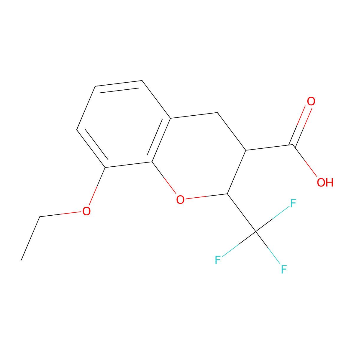 8-Ethoxy-2-(trifluoromethyl)-3,4-dihydro-2H-1-benzopyran-3-carboxylic acid molecular structure, CAS 1346984-44-8