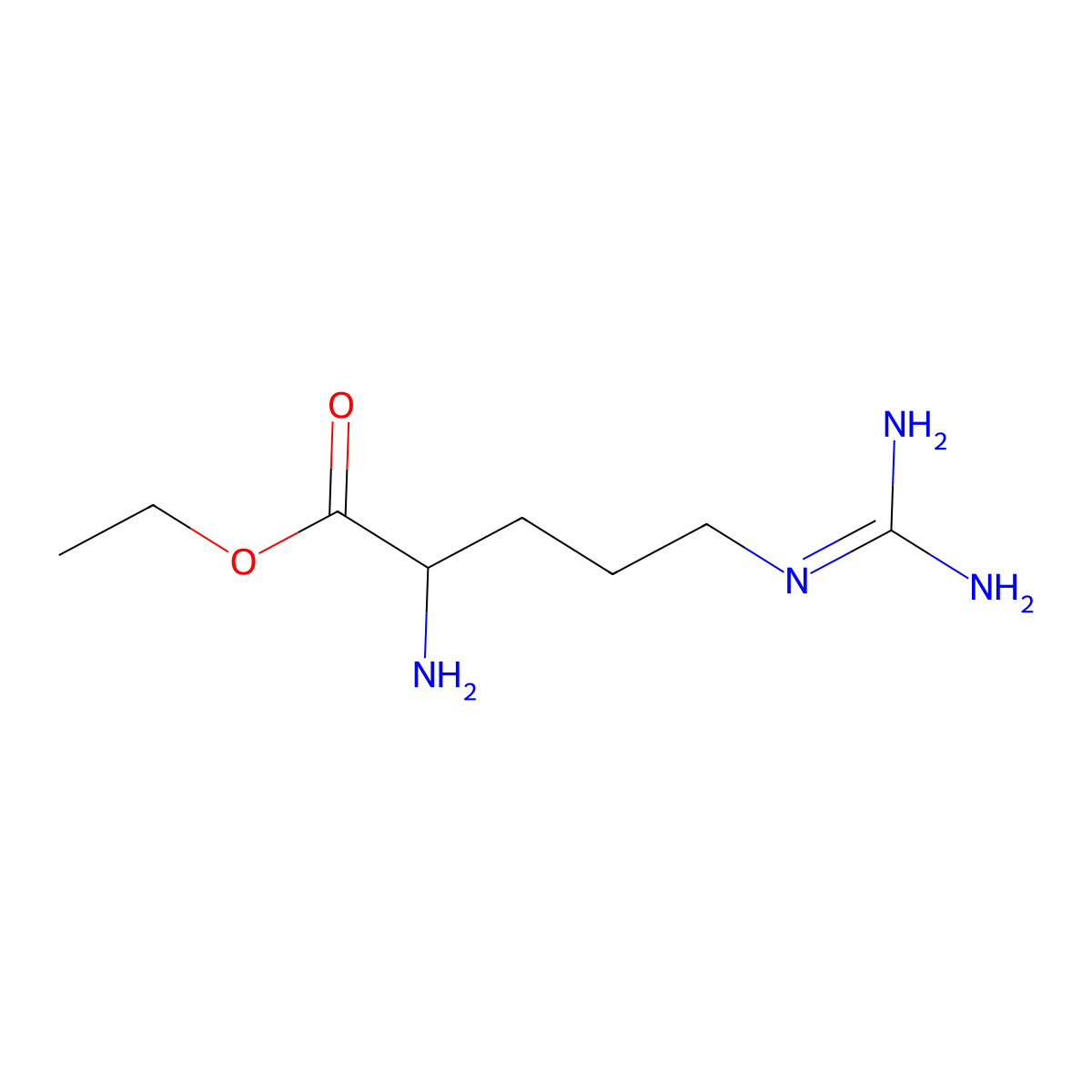 Ethyl 2-amino-5-carbamimidamidopentanoate molecular structure, CAS 134699-10-8
