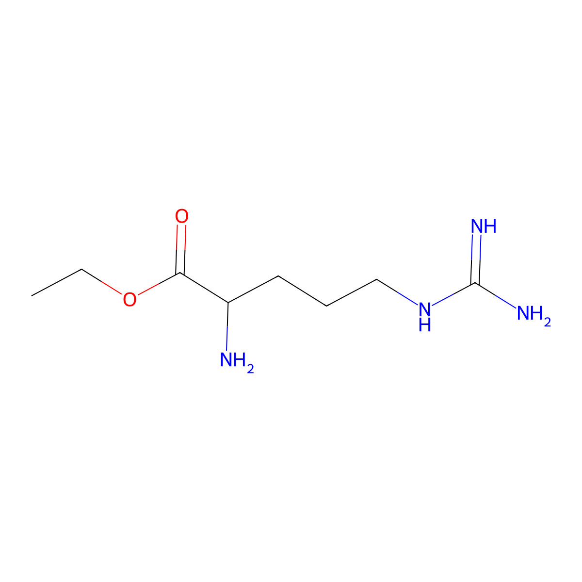 Ethyl 2-amino-5-carbamimidamidopentanoate molecular structure, CAS 134699-10-8