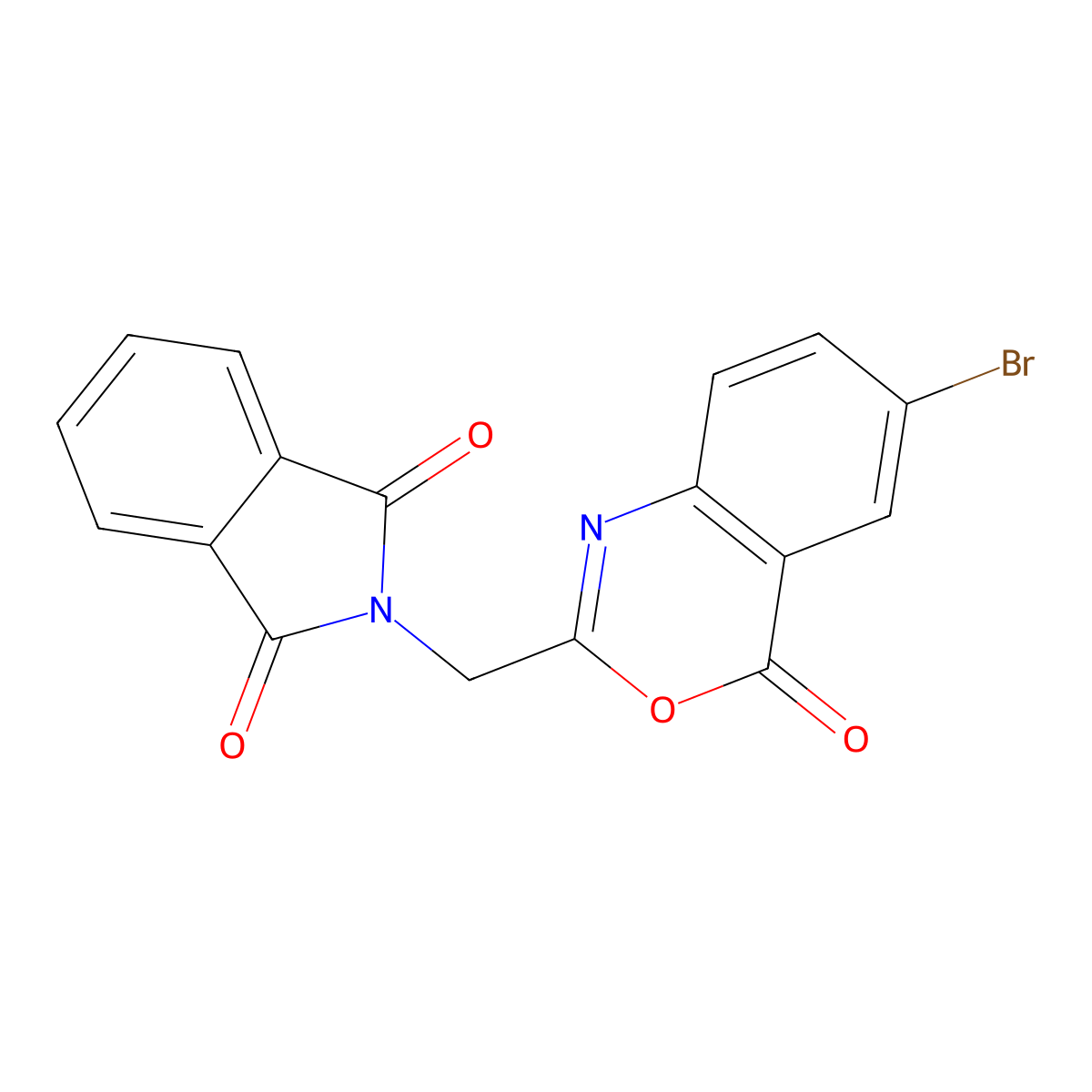 1H-Isoindole-1,3(2H)-dione, 2-((6-bromo-4-oxo-4H-3,1-benzoxazin-2-yl)methyl)- molecular structure, CAS 134700-30-4