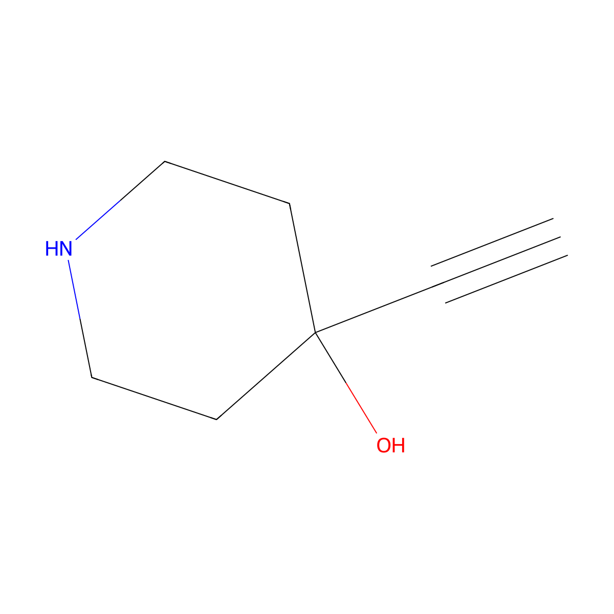 4-Ethynylpiperidin-4-ol molecular structure, CAS 134701-51-2