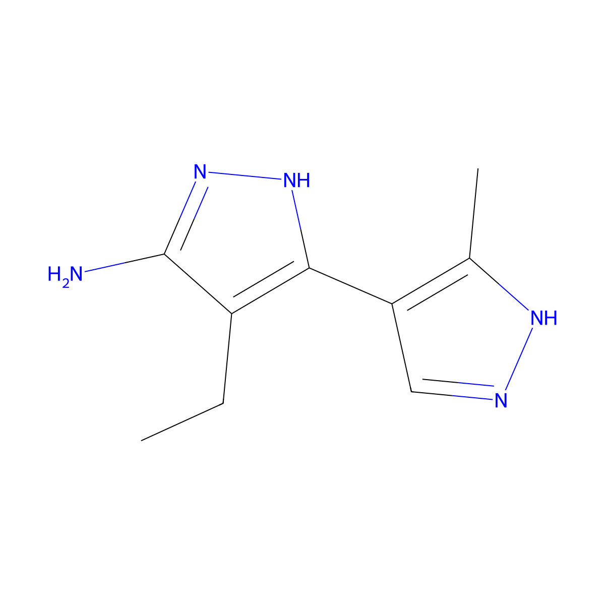 4-Ethyl-3-(5-methyl-1H-pyrazol-4-YL)-1H-pyrazol-5-amine molecular structure, CAS 1347046-38-1