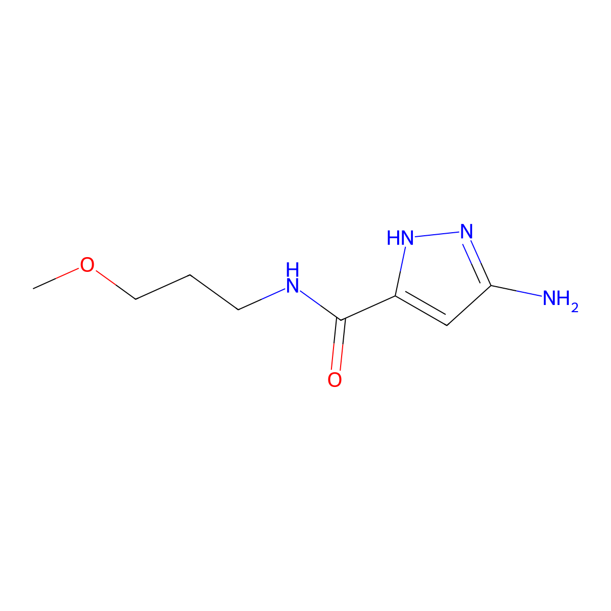3-amino-N-(3-methoxypropyl)-1H-pyrazole-5-carboxamide molecular structure, CAS 1347087-62-0