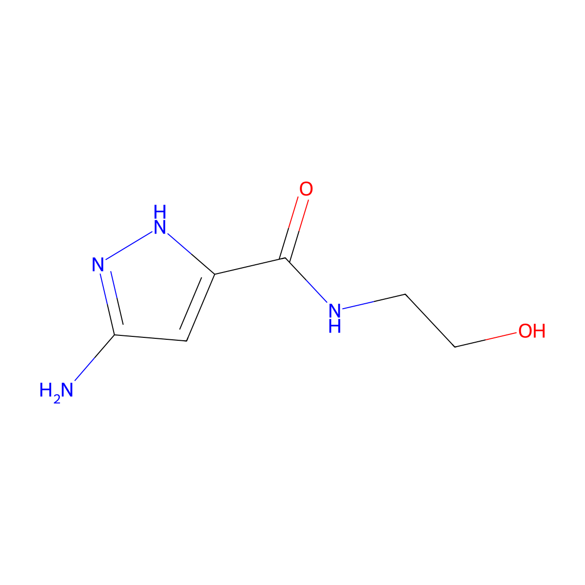 3-amino-N-(2-hydroxyethyl)-1H-pyrazole-5-carboxamide molecular structure, CAS 1347103-45-0