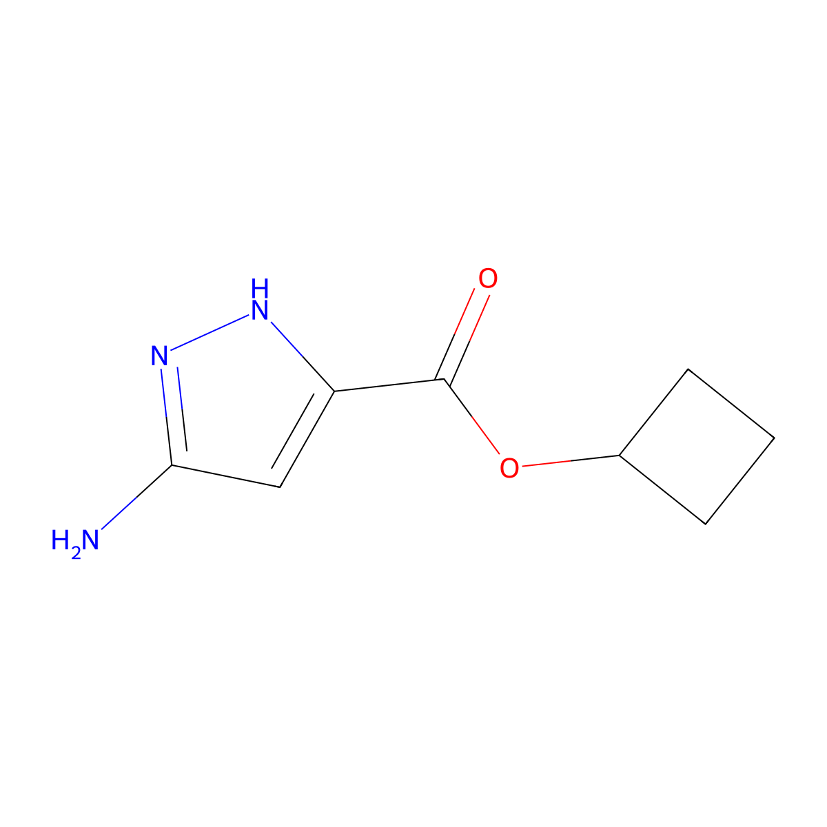 cyclobutyl 3-amino-1H-pyrazole-5-carboxylate molecular structure, CAS 1347107-74-7