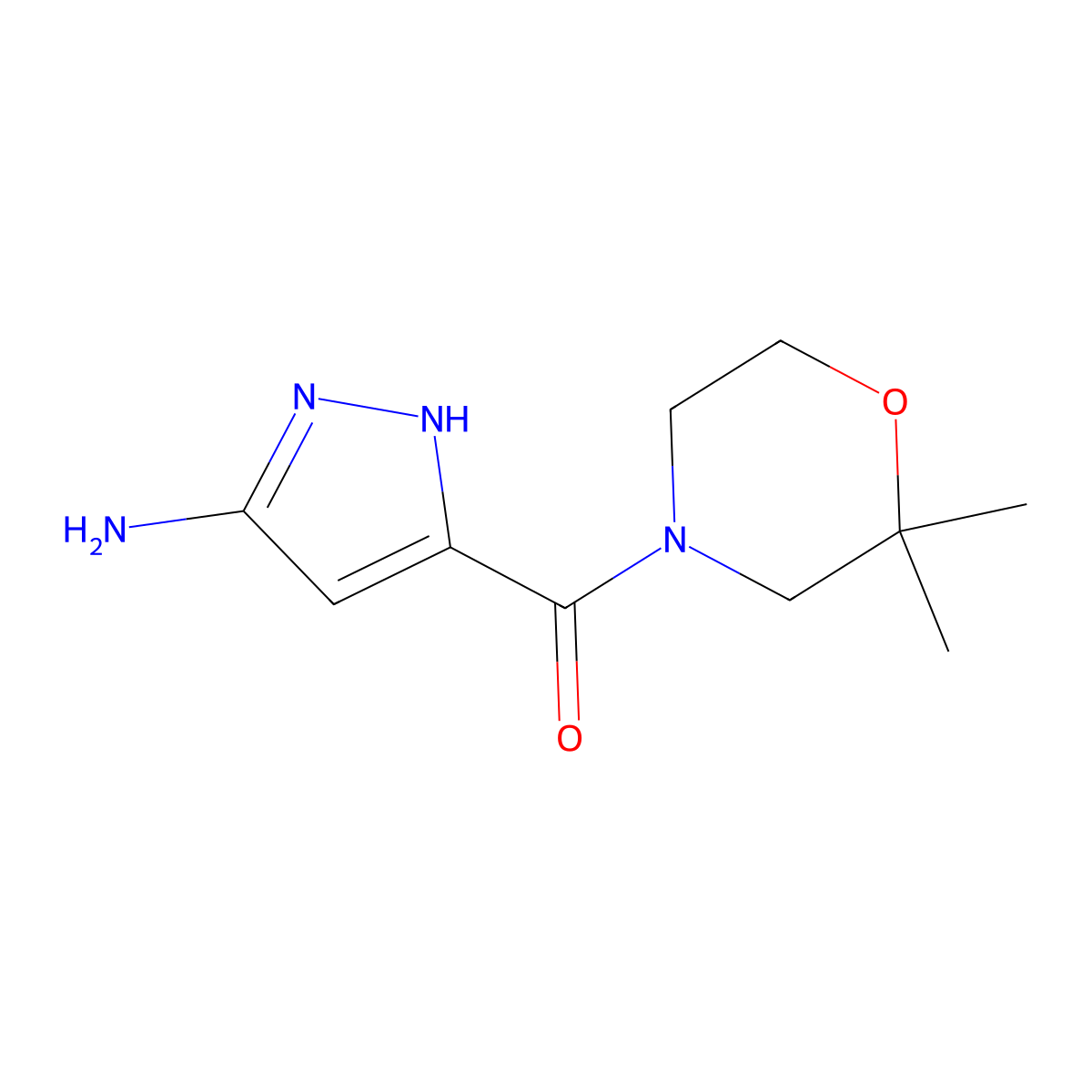 5-(2,2-dimethylmorpholine-4-carbonyl)-1H-pyrazol-3-amine molecular structure, CAS 1347108-48-8