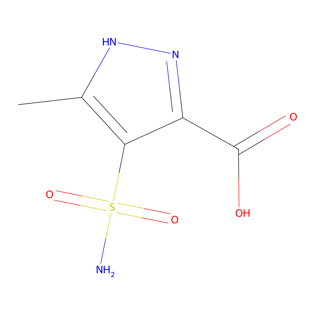 5-methyl-4-sulfamoyl-1H-pyrazole-3-carboxylic acid molecular structure, CAS 1347108-53-5