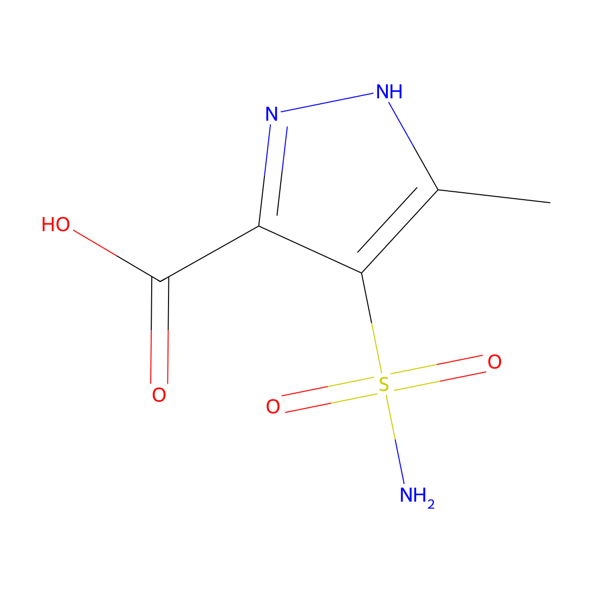 5-methyl-4-sulfamoyl-1H-pyrazole-3-carboxylic acid molecular structure, CAS 1347108-53-5