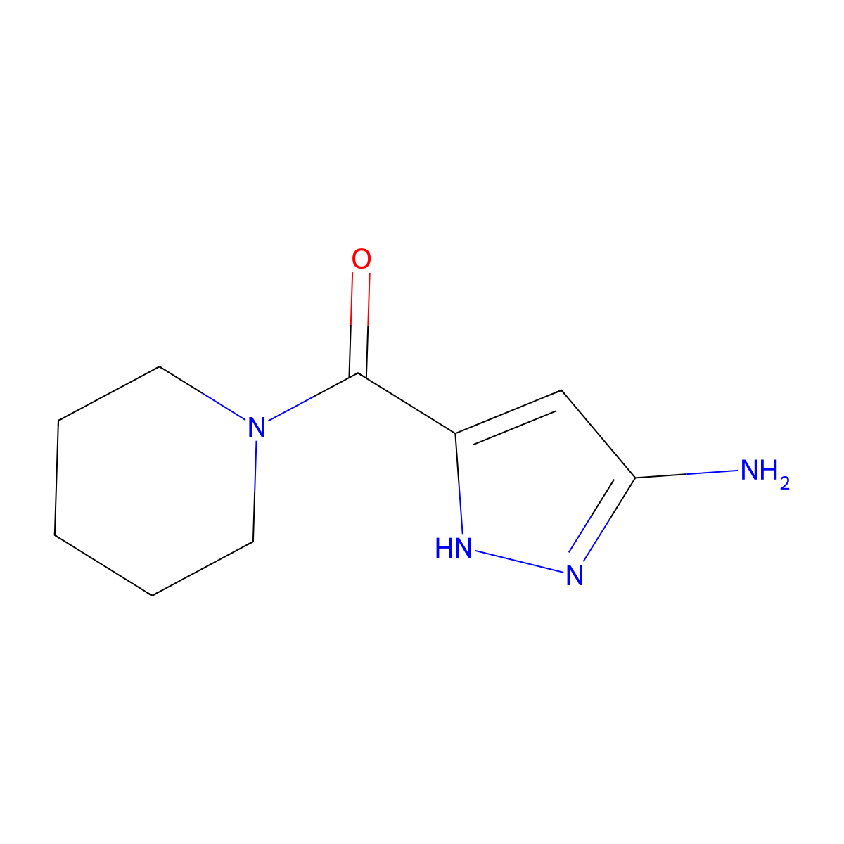 (3-amino-1H-pyrazol-5-yl)(piperidin-1-yl)methanone molecular structure, CAS 1347108-58-0