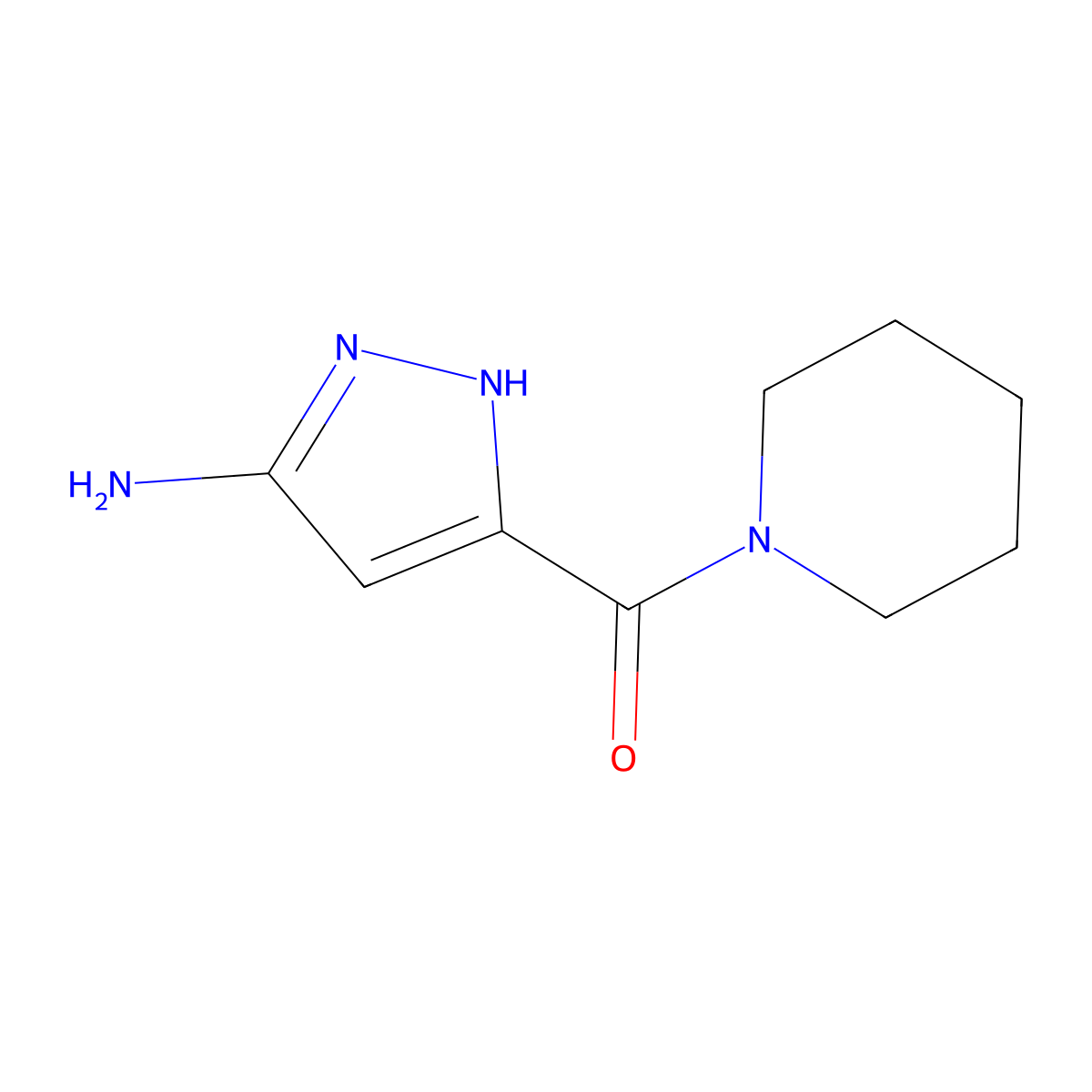 (3-amino-1H-pyrazol-5-yl)(piperidin-1-yl)methanone molecular structure, CAS 1347108-58-0